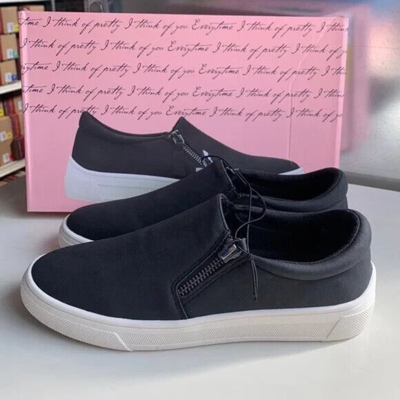 Kensie Ladies Faux Suede Slip on Side Zip Sneaker - Picture 1 of 10